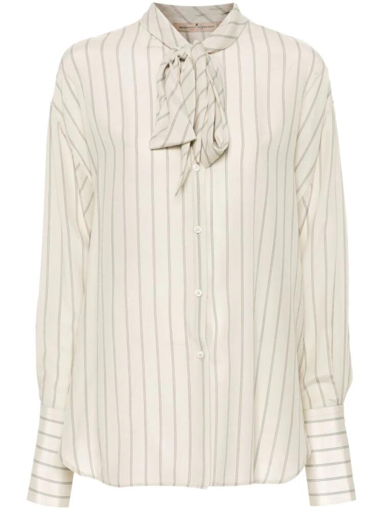 Ermanno Scervino striped pussy-bow collar shirt - Neutrals Cover