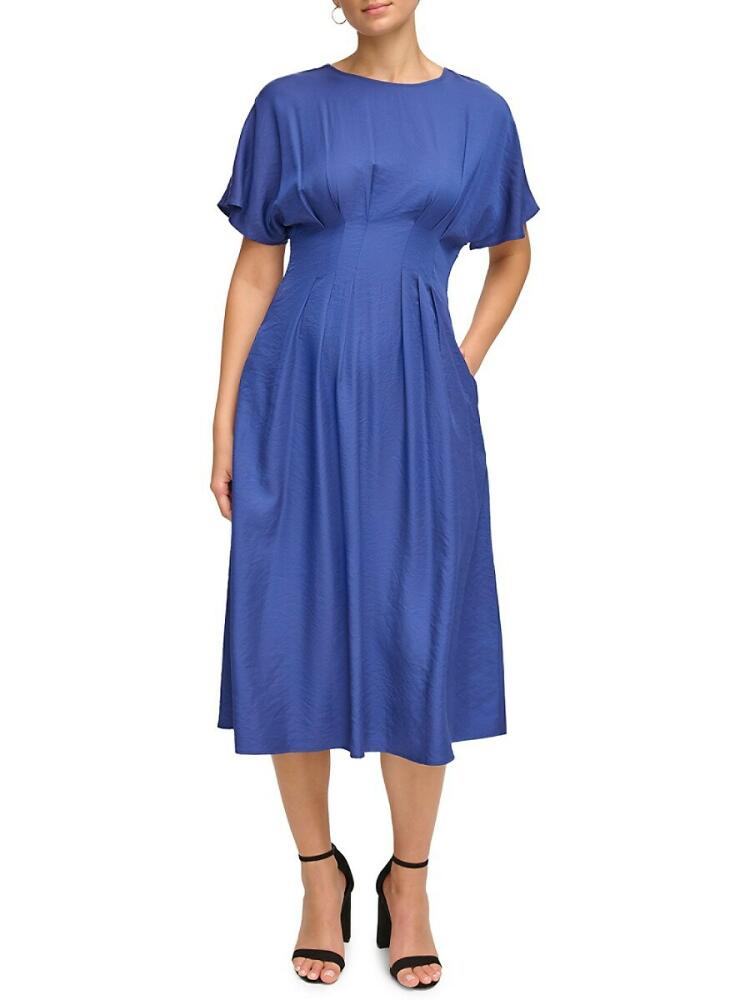 Kensie Women's Smocked Midi Dress - Navy Cover