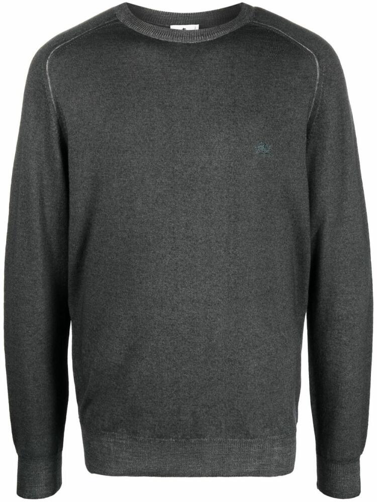 ETRO embroidered-logo crew neck sweater - Grey Cover