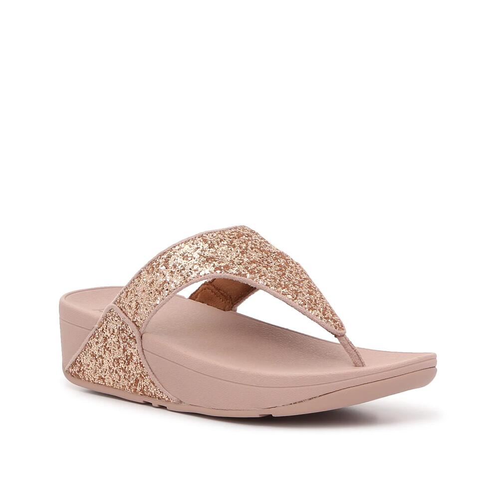 FitFlop Shimma Wedge Glitter Sandal | Women's | Rose Gold Metallic Cover