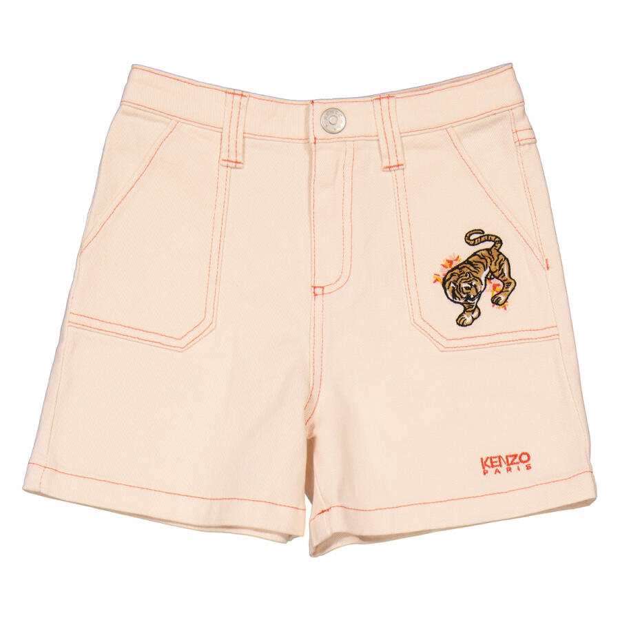 Kenzo Girls Ice Pink Cotton Tiger Shorts Cover