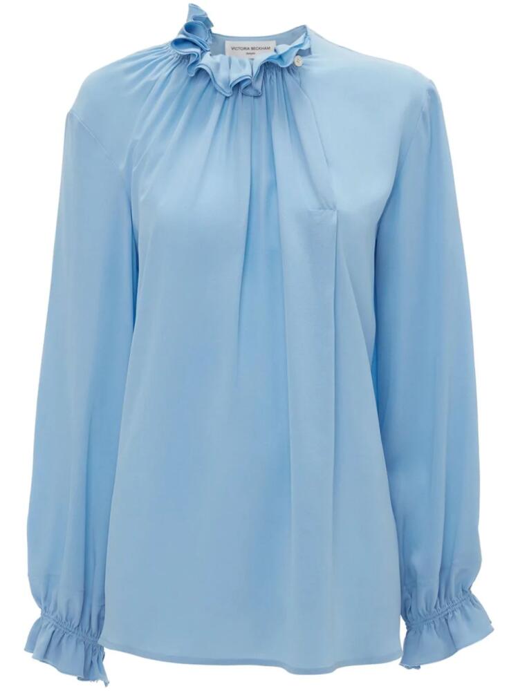 Victoria Beckham ruffle neck blouse - Blue Cover