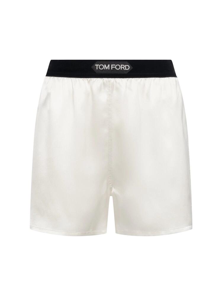 TOM FORD Logo Silk Satin Mini Shorts Cover