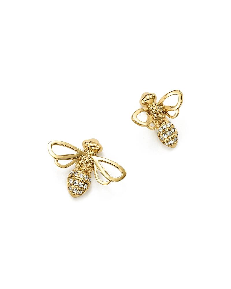 Temple St. Clair 18K Yellow Gold Bee Diamond Stud Earrings Cover