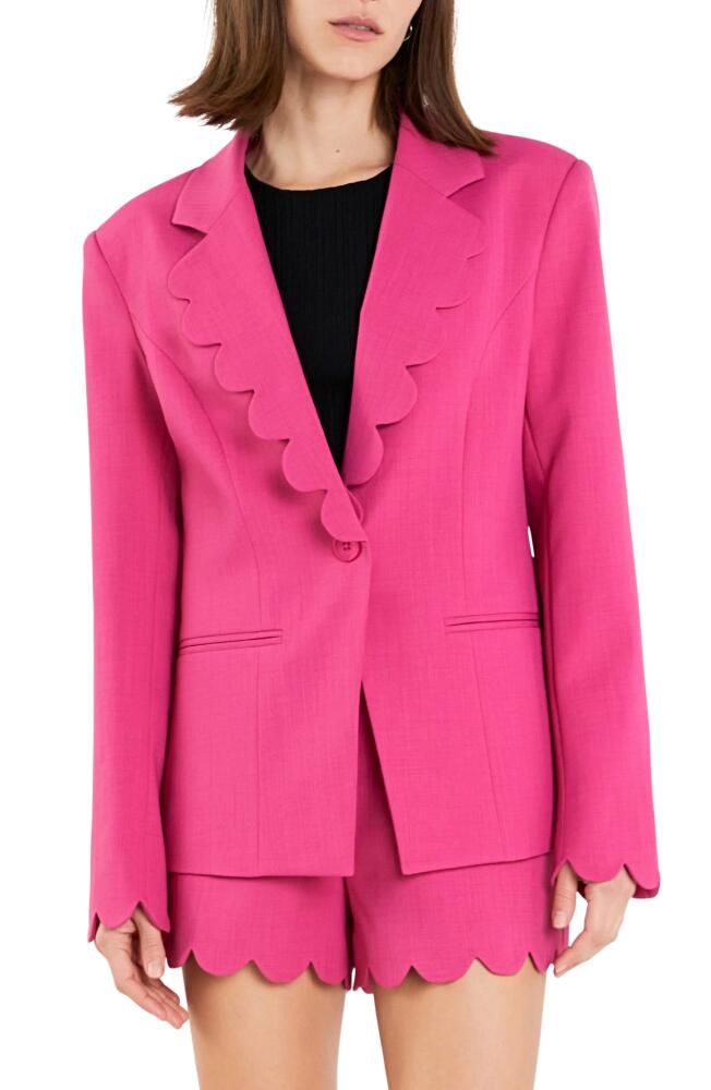 English Factory Scallop Single Button Blazer in Fuchsia Cover