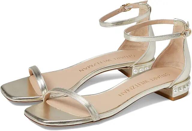 Stuart Weitzman Nudistcurve Pearl Flat Sandal (Platino) Women's Shoes Cover