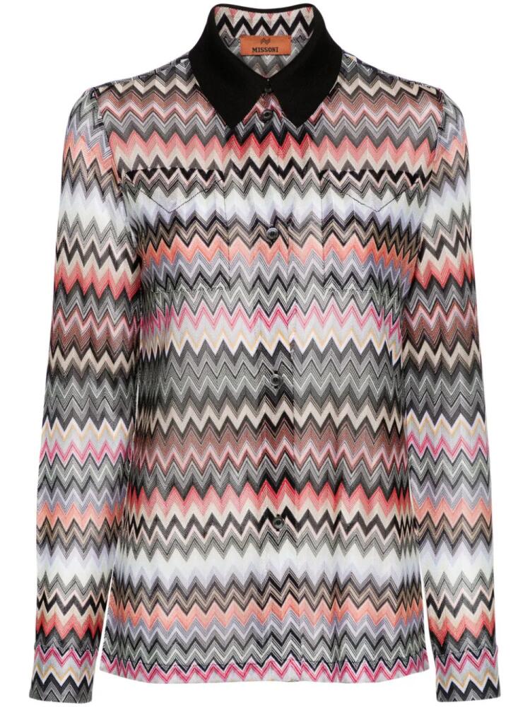 Missoni semi-sheer zigzag shirt - Black Cover