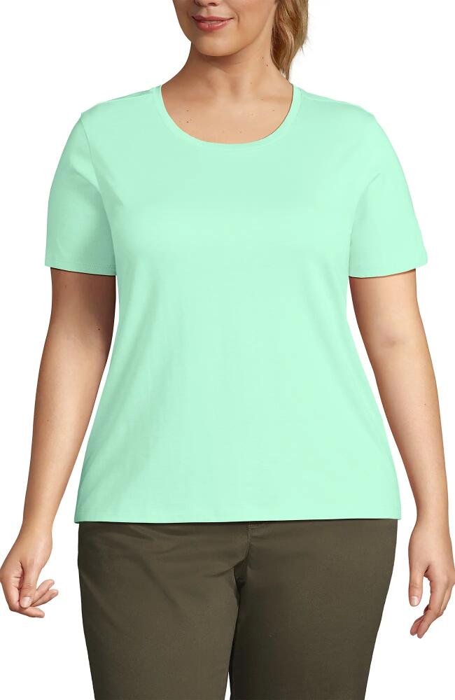 Lands' End Plus Size Relaxed Supima Cotton Crew Neck T-Shirt in Spring Green Cover