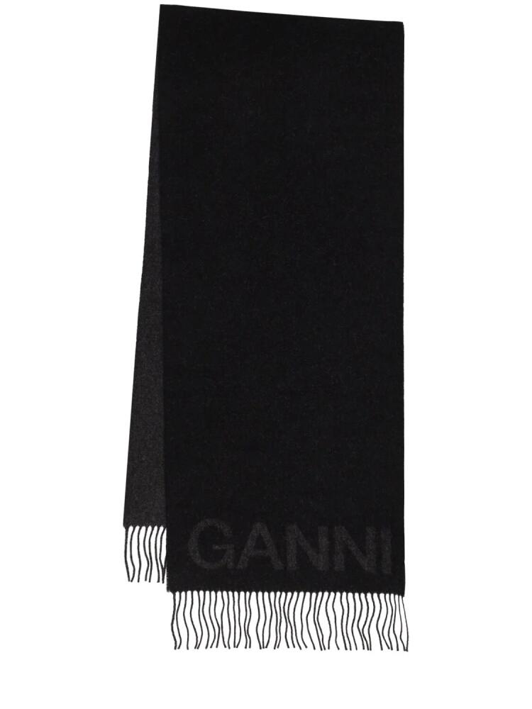 GANNI Fringed Wool Scarf Cover