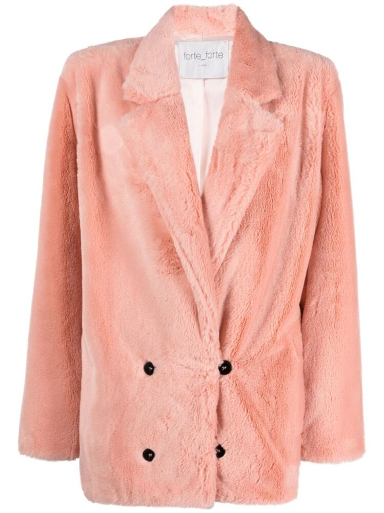 Forte Forte double-breasted faux-fur jacket - Pink Cover