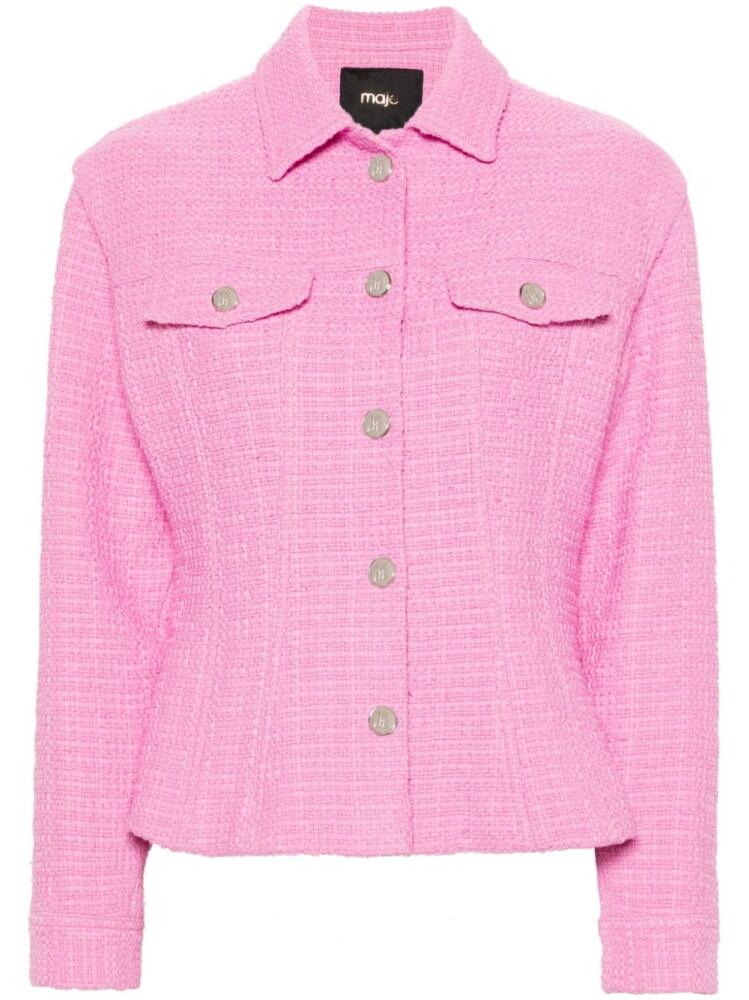 Maje single-breasted tweed blazer - Pink Cover