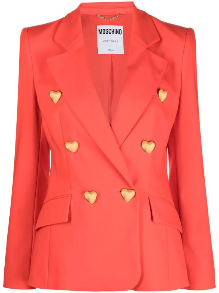 Moschino heart-button double-breasted blazer - Red Cover