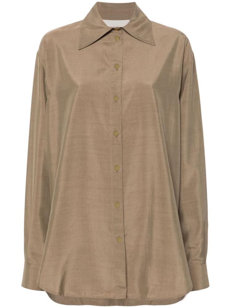 QUIRA pointed-collar buttoned shirt - Brown Cover