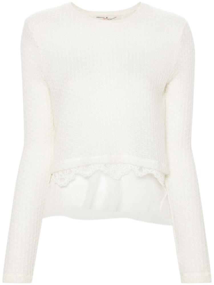 Ermanno Scervino embroidered-trim crew-neck jumper - Neutrals Cover