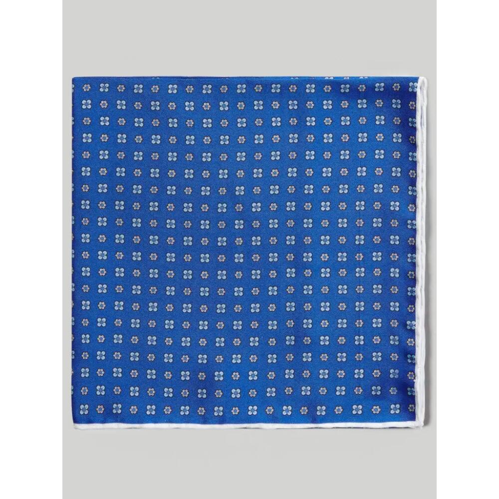 Robert Talbott York Silk Pocket Square in Navy/sky Blue Neat Cover