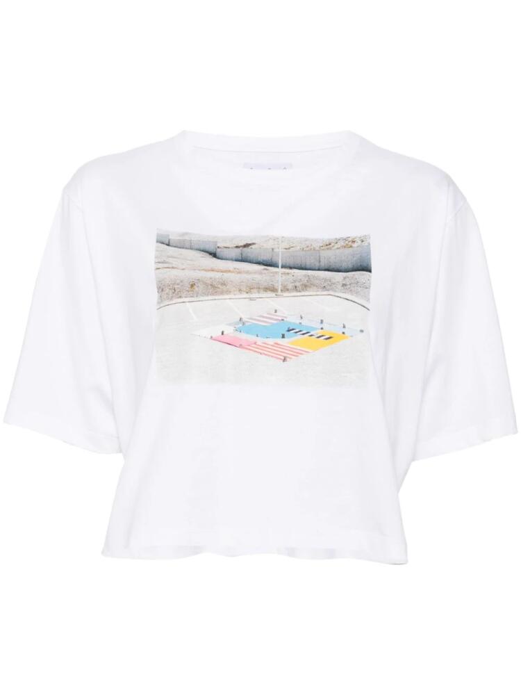 agnès b. printed cropped t-shirt - White Cover