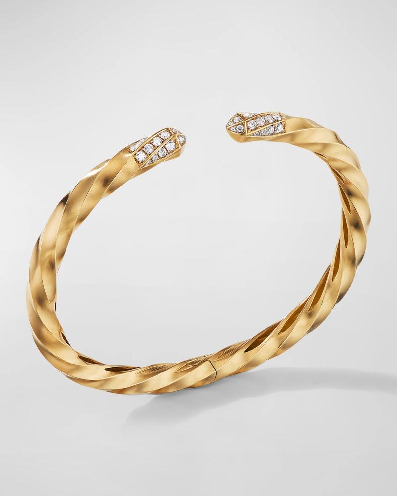 David Yurman Cable Edge Open Bracelet in Recycled 18k Gold with Pave Diamonds Cover