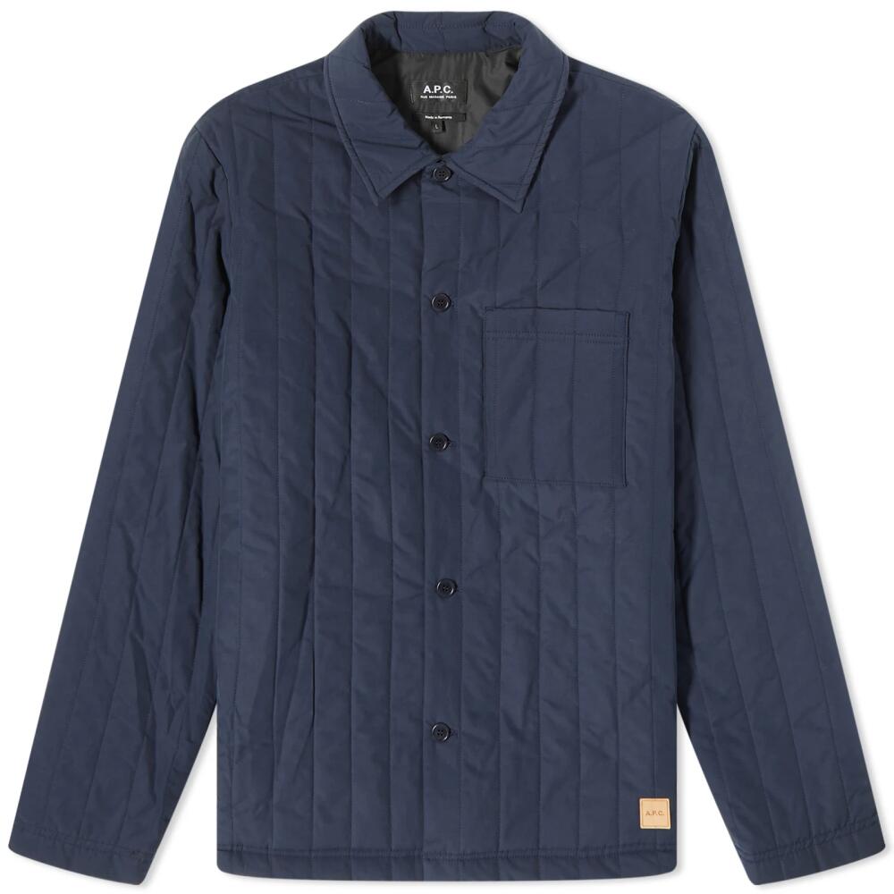 A.P.C. Men's Hugo Quilted Shirt Jacket in Dark Navy Cover