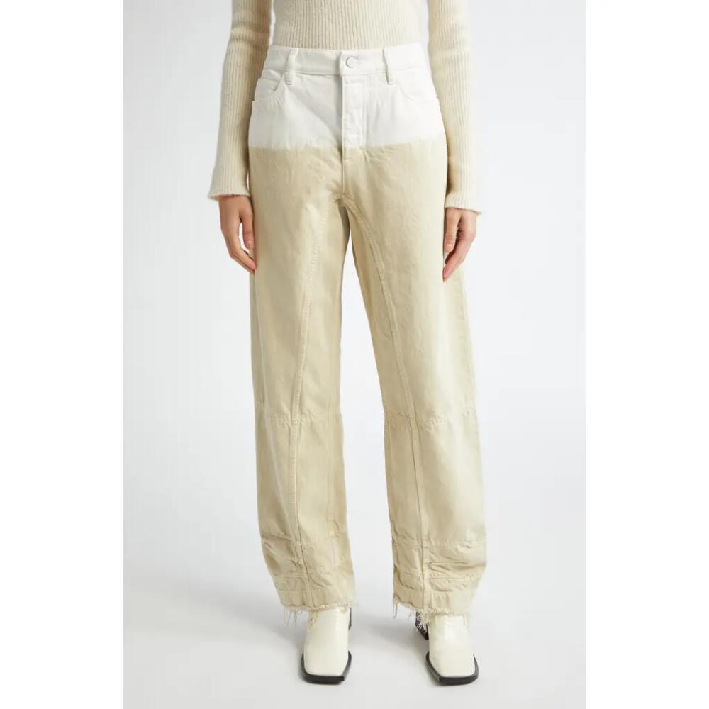 Jil Sander Two-Tone Raw Hem Jeans in Almond Cover