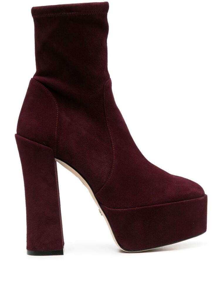 Stuart Weitzman suede platform 150mm boots - Red Cover