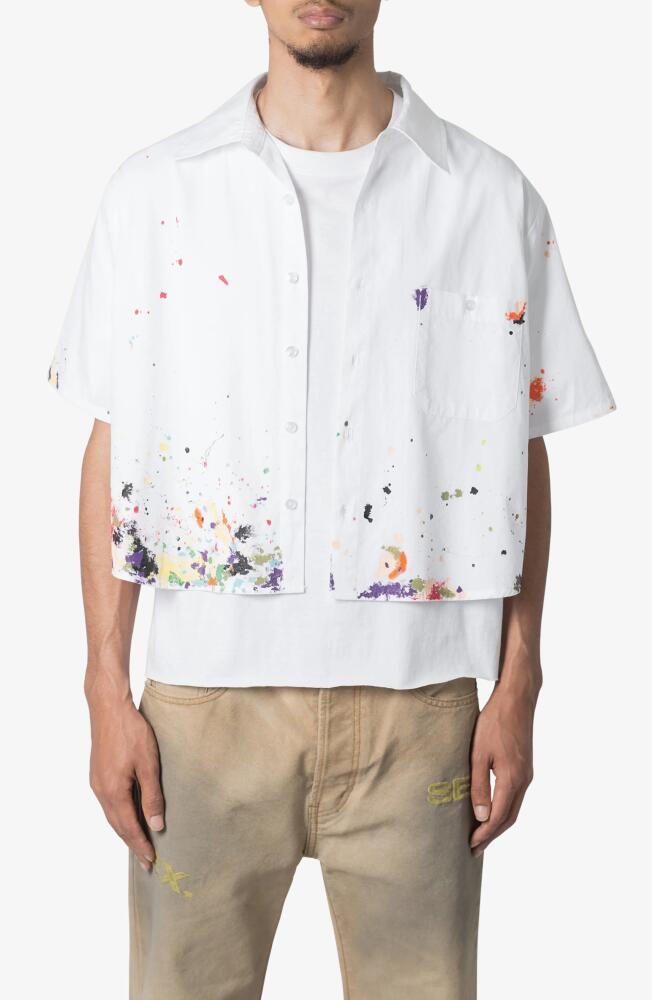 mnml Painter Short Sleeve Button-Up Shirt in White Cover