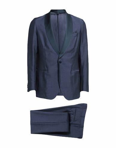 Tombolini Man Suit Navy blue Virgin Wool, Mohair wool, Silk Cover