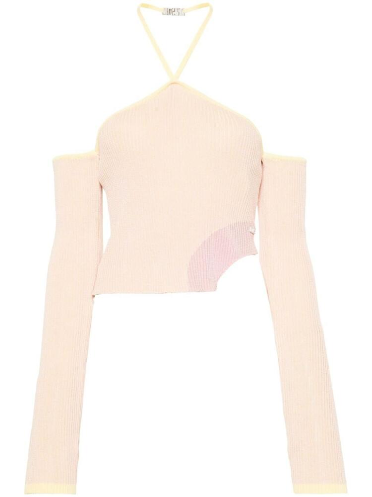 GCDS Comma asymmetric ribbed top - Pink Cover