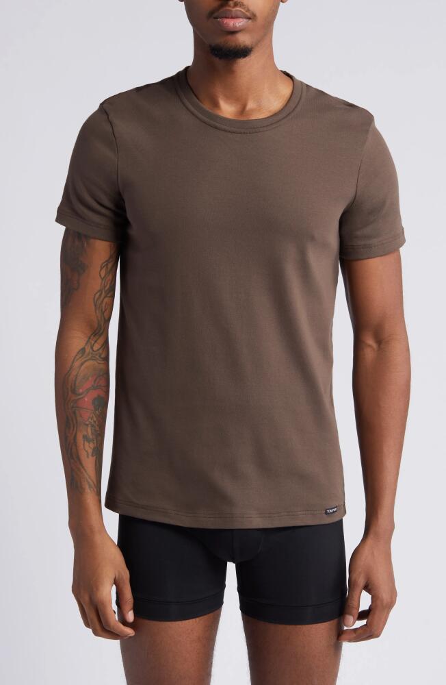 TOM FORD Cotton Jersey Crewneck T-Shirt in Brown Cover