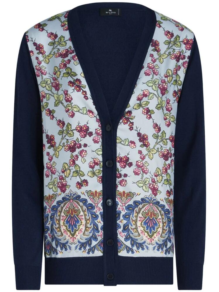 ETRO grape-print cotton-blend cardigan - Blue Cover