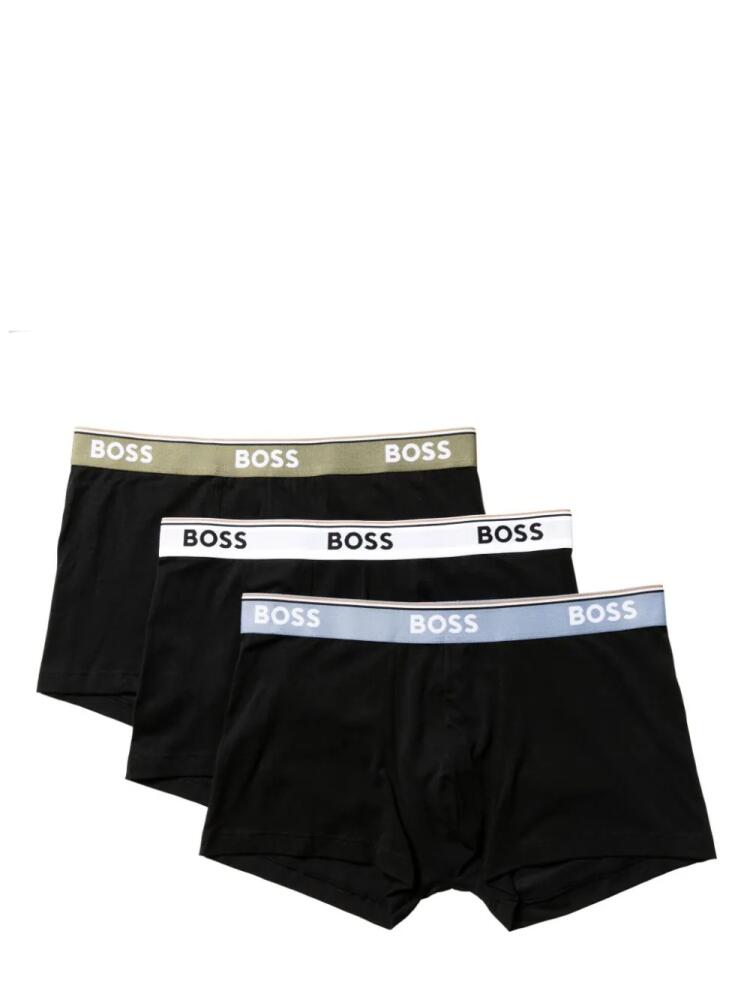 BOSS stripe-trim logo-waistband boxers - Black Cover