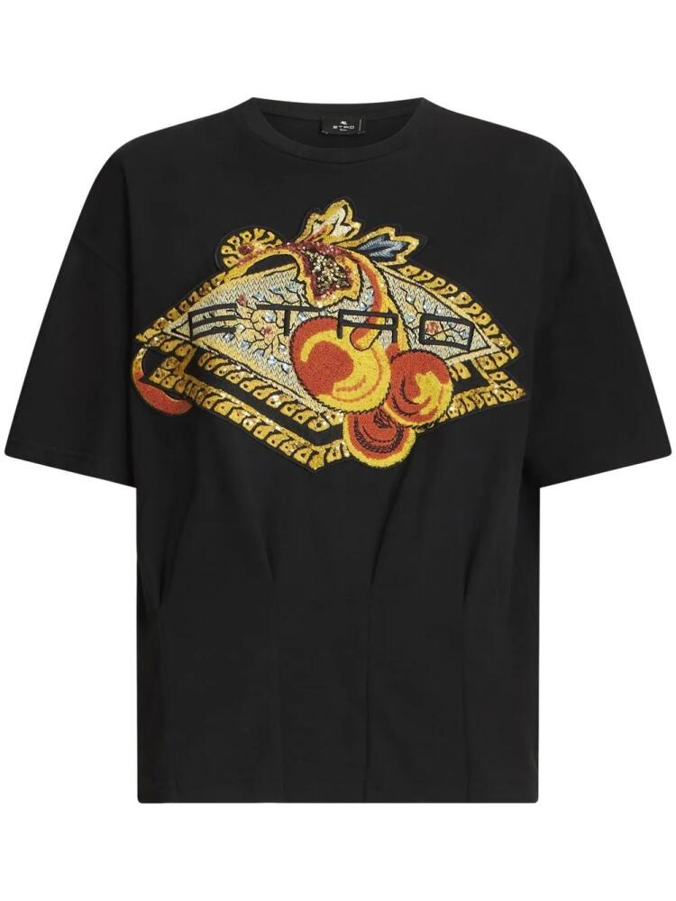 ETRO logo-appliqué cotton T-shirt - Black Cover