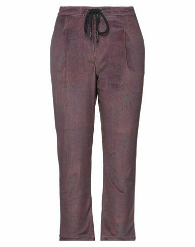 Brand Unique Woman Pants Purple Polyester, Elastane Cover