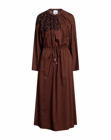 Alysi Woman Midi dress Brown Viscose, Cotton, Wool Cover