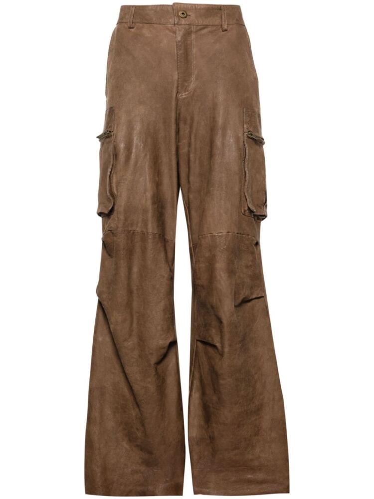 Salvatore Santoro straight-leg leather cargo trousers - Brown Cover