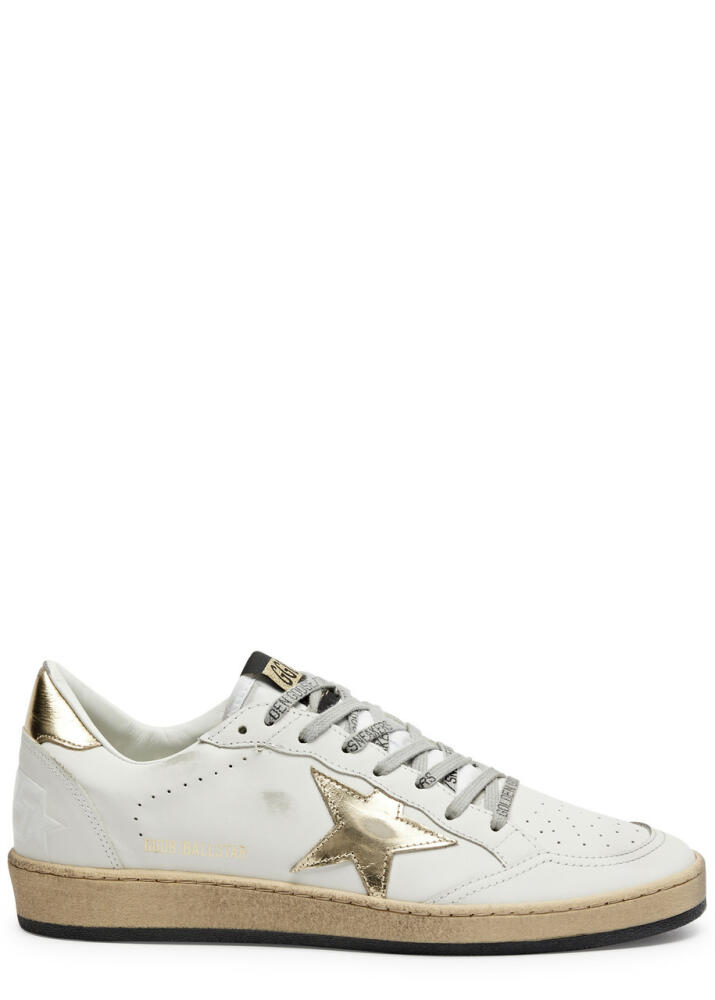 Golden Goose Ball Star Distressed Leather Sneakers - Gold - 36 (IT36 / UK3), Golden Goose Trainers, Ripped - White/Gold Cover