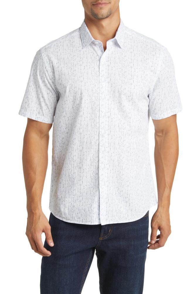 Robert Barakett Bozeman Scratch Print Short Sleeve Button-Up Shirt in White Cover