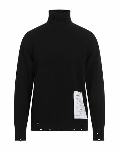 Amaranto Man Turtleneck Black Wool, Cashmere Cover