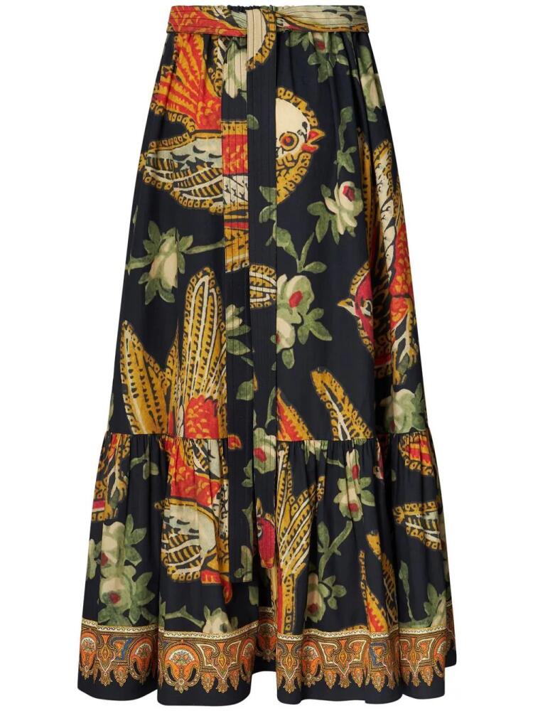 ETRO graphic-print tiered midi skirt - Black Cover