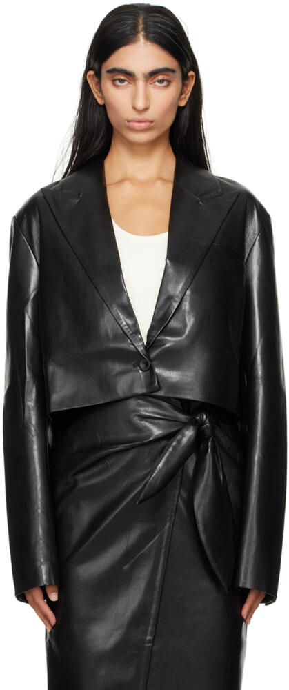 Nanushka Black Aidula Vegan Leather Blazer Cover