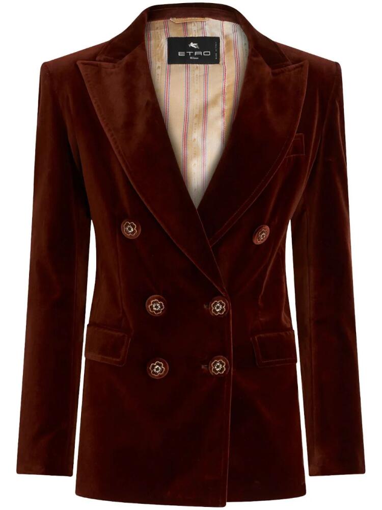 ETRO double-breasted velvet blazer - Brown Cover