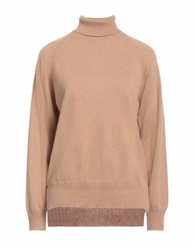 Twinset Woman Turtleneck Camel Wool, Cashmere, Polyester Cover