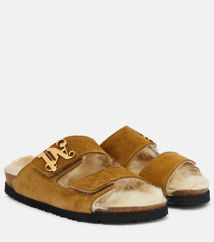 Palm Angels Shearling-lined suede slides Cover