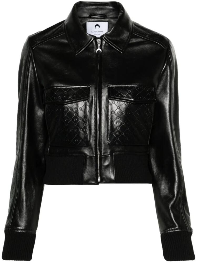 Marine Serre embossed-logo leather jacket - Black Cover