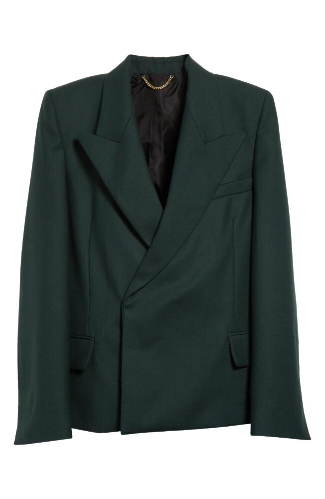 Victoria Beckham Pointed Shoulder Double Breasted Blazer in Seaweed Cover