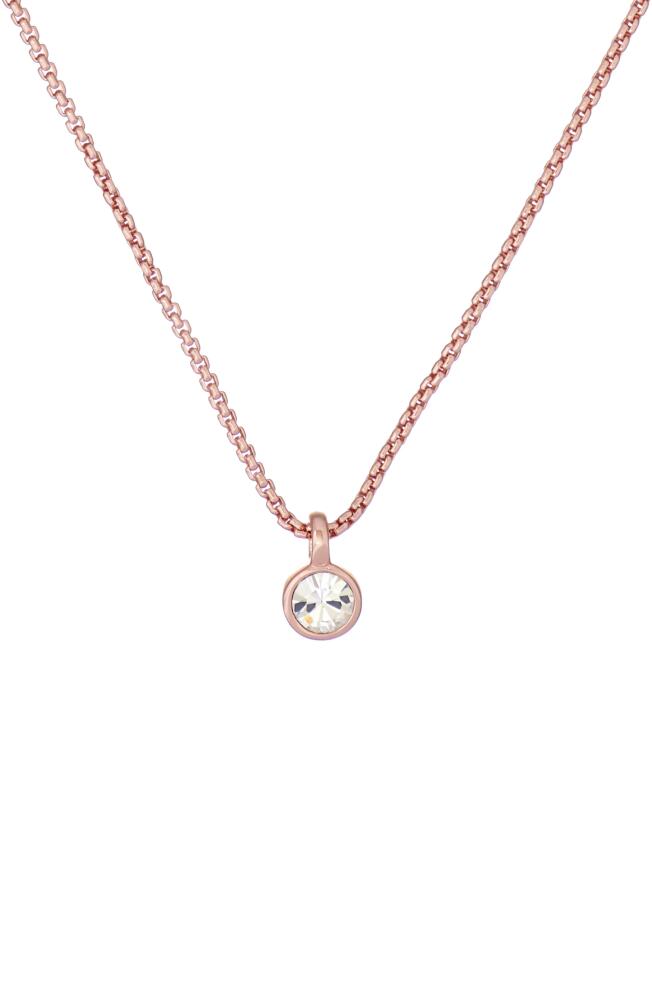 Ted Baker London Sininaa Crystal Pendant Necklace in Rose Gold Tone Clear Crystal Cover