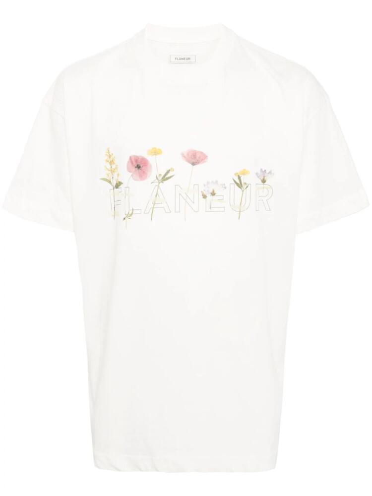 FLÂNEUR Botanical-print cotton T-shirt - White Cover