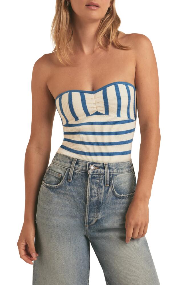 Favorite Daughter The Athena Bustier Top in French Blue/Ivory Cover