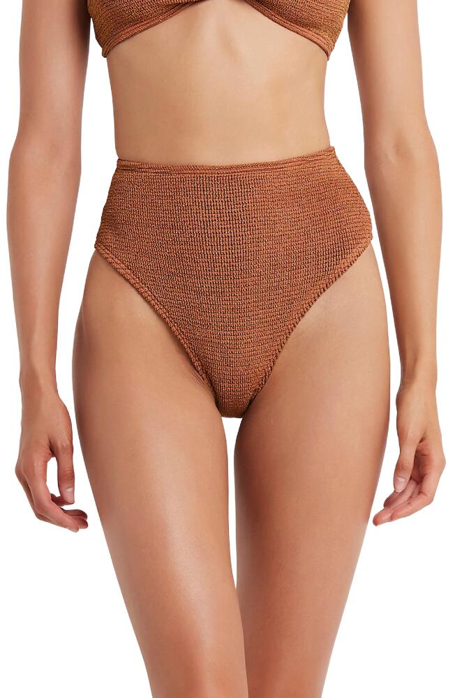 BOUND BY BOND-EYE The Palmer Brief Bikini Bottoms in Bronze Lurex Waffle Cover