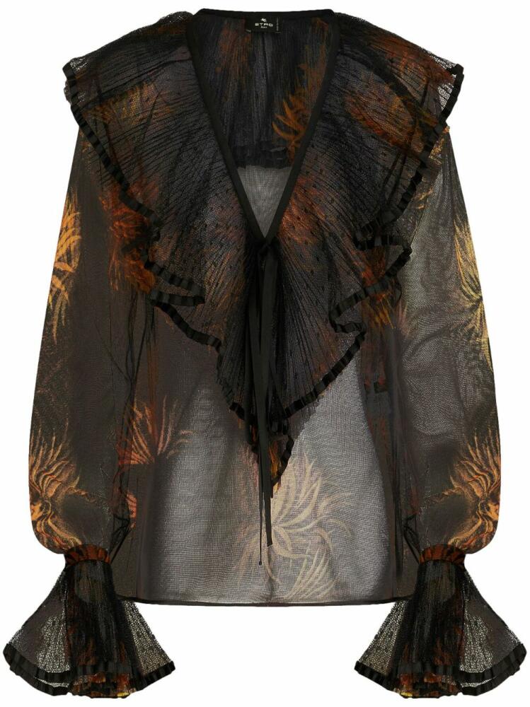 ETRO pleated ruffled-trim blouse - Brown Cover