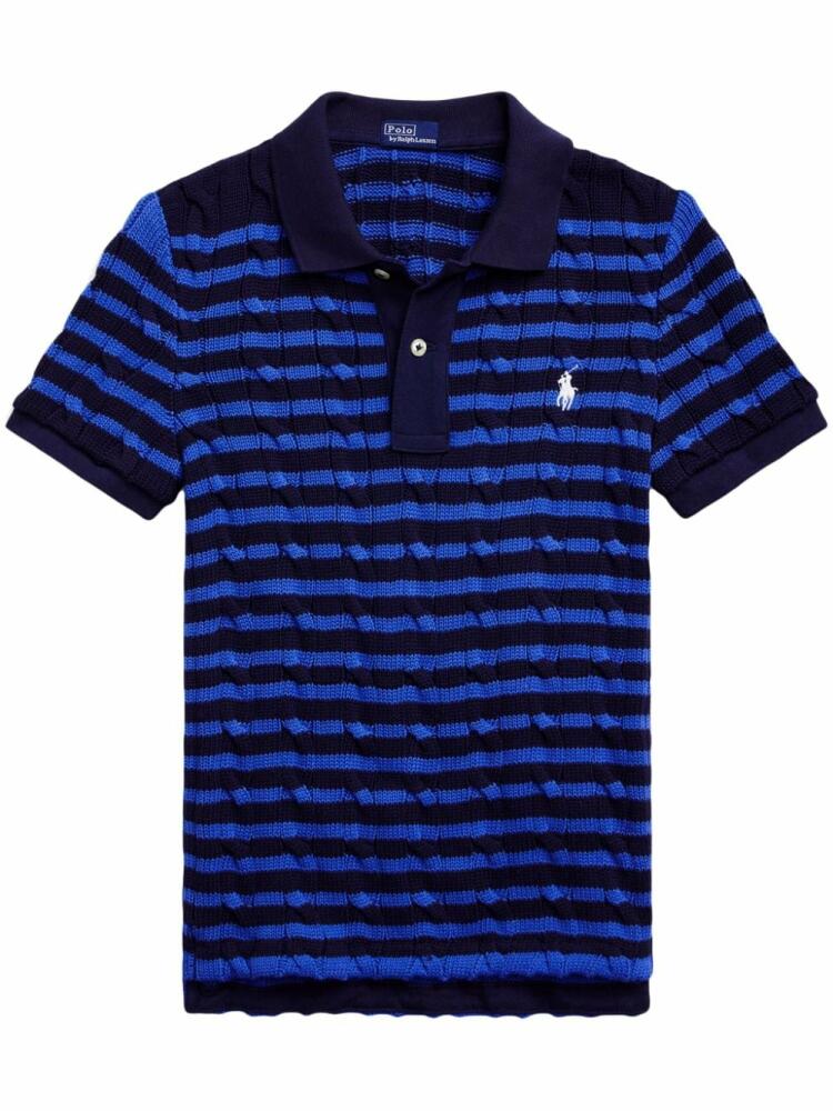 Polo Ralph Lauren striped cable-knit polo shirt - Blue Cover